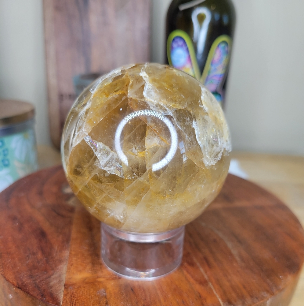 Golden Crystal Sphere Home Decor
